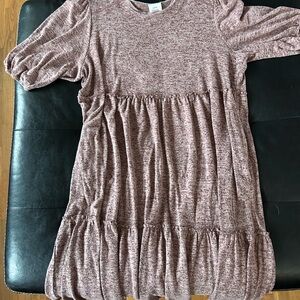 Knox Rose Heathered Mauve Tiered Midi Dress